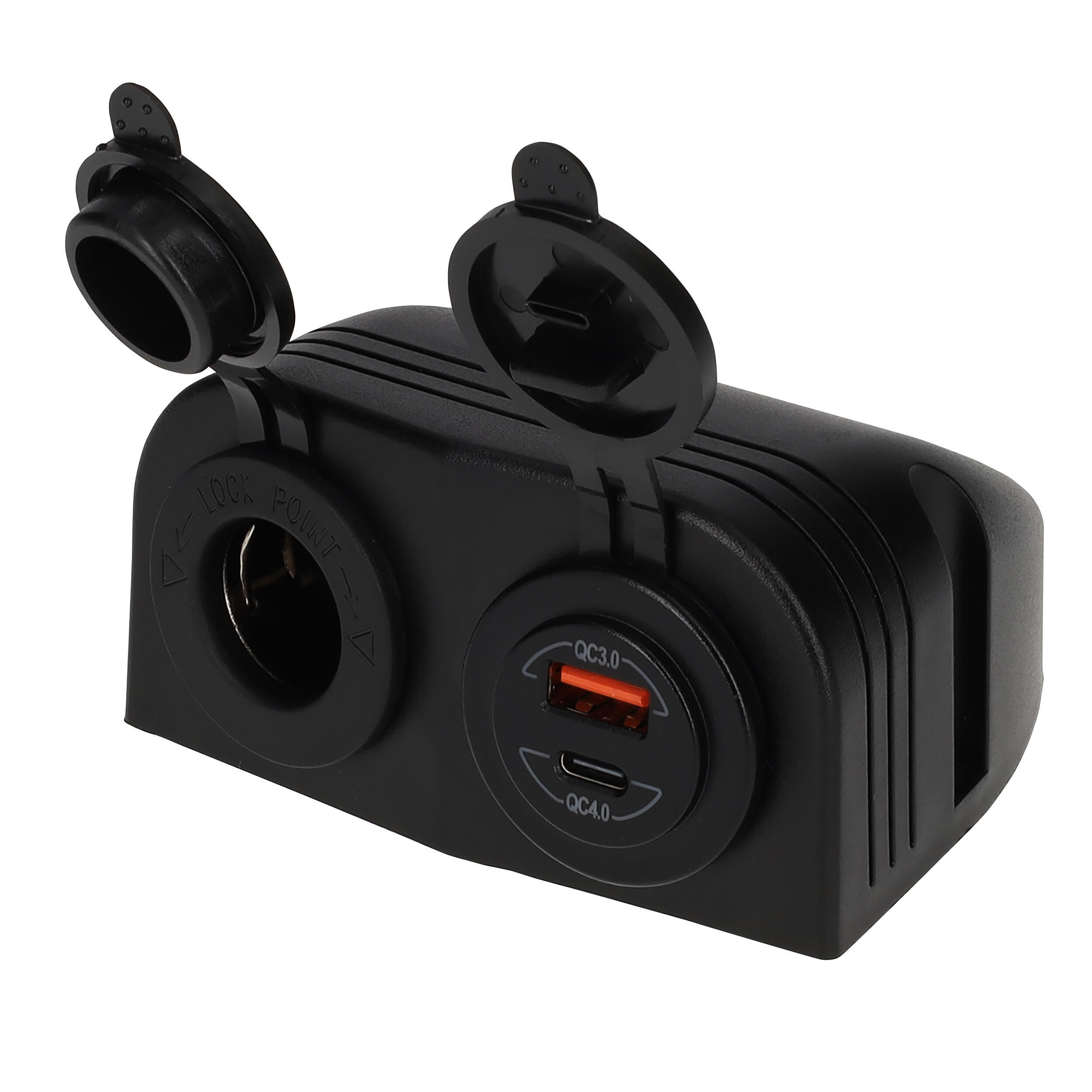 Socle prise 12 Volts et double prise USB : En saillie USB A + C