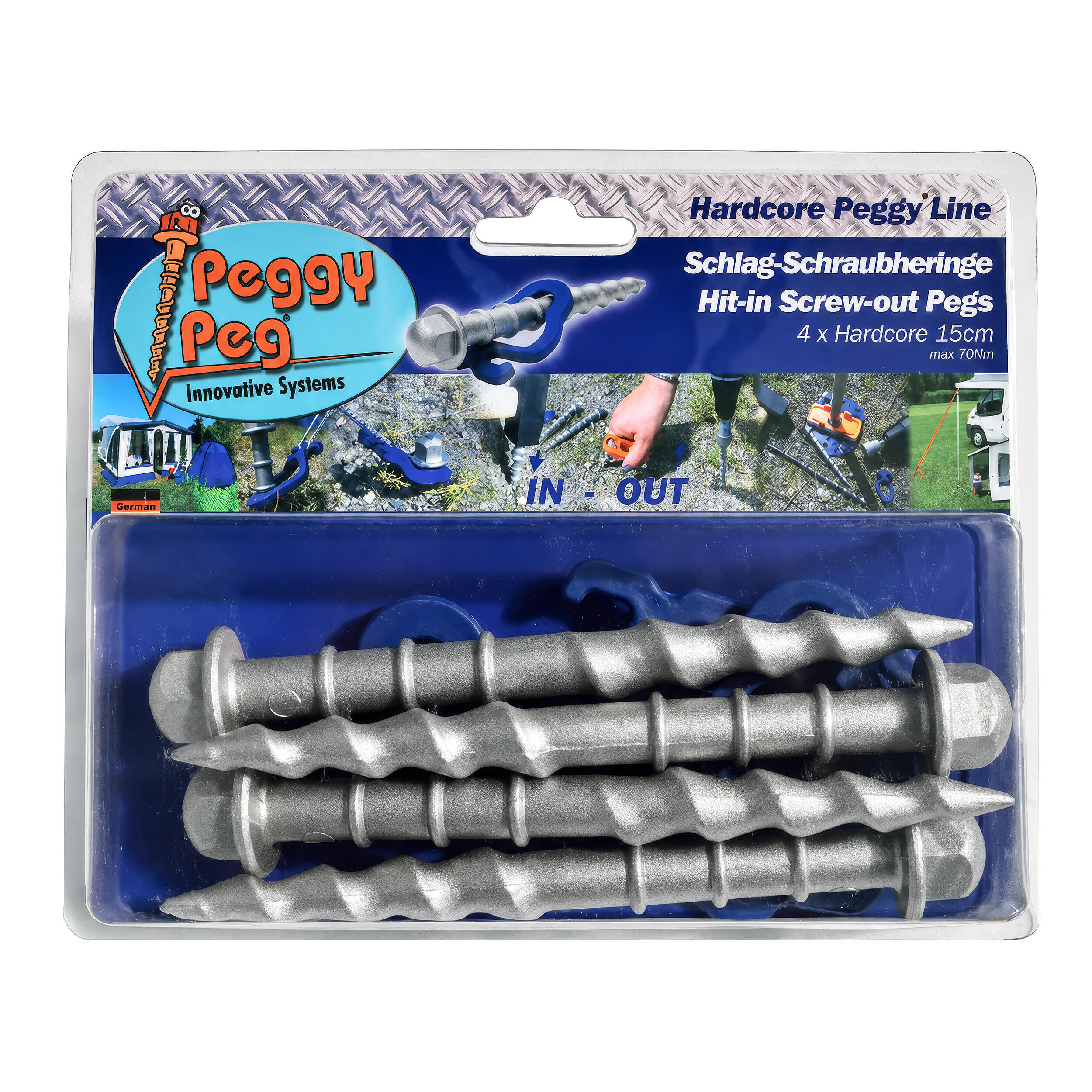 Piquet à frapper et à visser Hardcore PEGGY 15 cm - Lot de 4